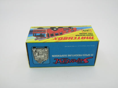 Matchbox Superfast No 35A Merryweather Fire Engine DOT DASH GOLD BASE