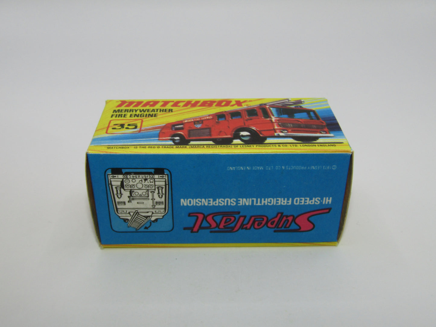 Matchbox Superfast No 35A Merryweather Fire Engine DOT DASH GOLD BASE