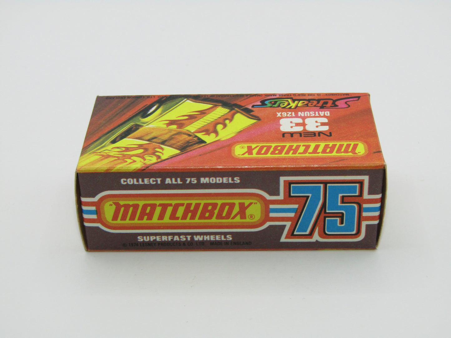 Matchbox Superfast 33B Datsun 126X Light Amber Windows BLACK Golden X Base