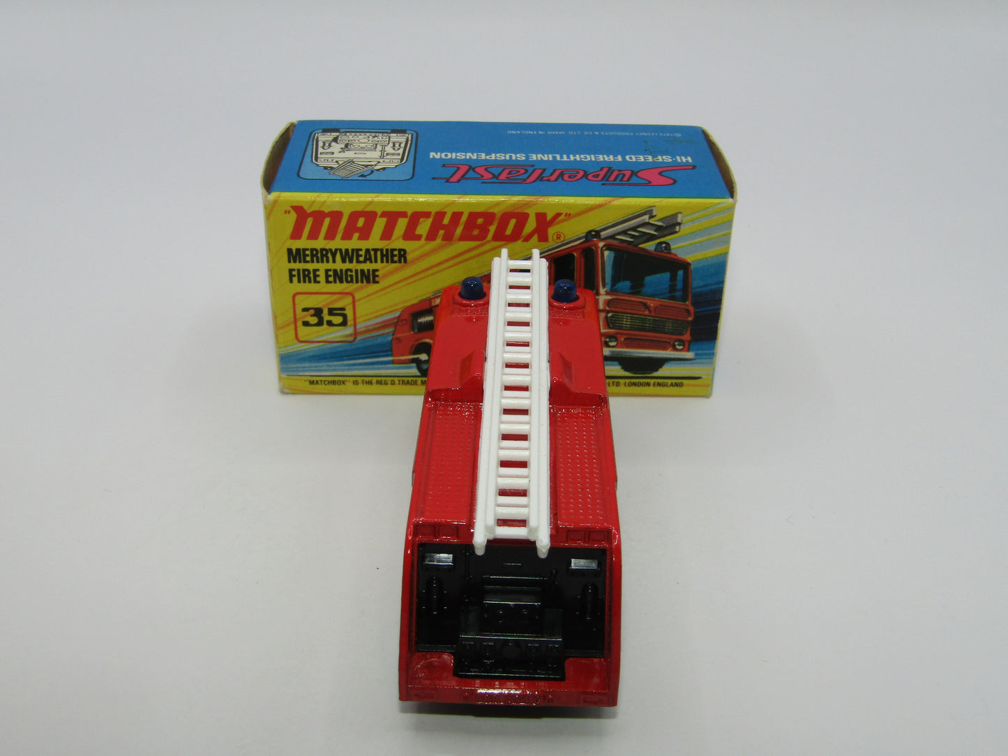 Matchbox Superfast No 35A Merryweather Fire Engine BLACK Interior