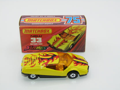 Matchbox Superfast 33B Datsun 126X DARK Amber Windows BLACK Golden X Base