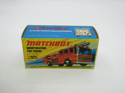Matchbox Superfast No 35A Merryweather Fire Engine BLACK Interior