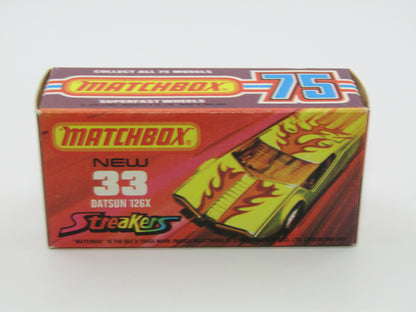 Matchbox Superfast 33B Datsun 126X DARK Amber Windows BLACK Golden X Base