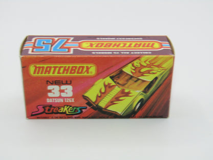 Matchbox Superfast 33B Datsun 126X DARK Amber Windows BLACK Golden X Base