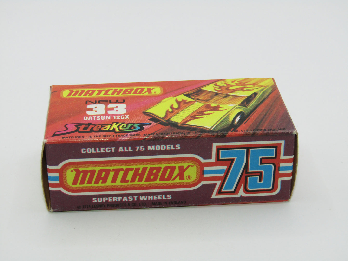 Matchbox Superfast 33B Datsun 126X DARK Amber Windows BLACK Golden X Base