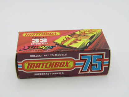 Matchbox Superfast 33B Datsun 126X DARK Amber Windows BLACK Golden X Base