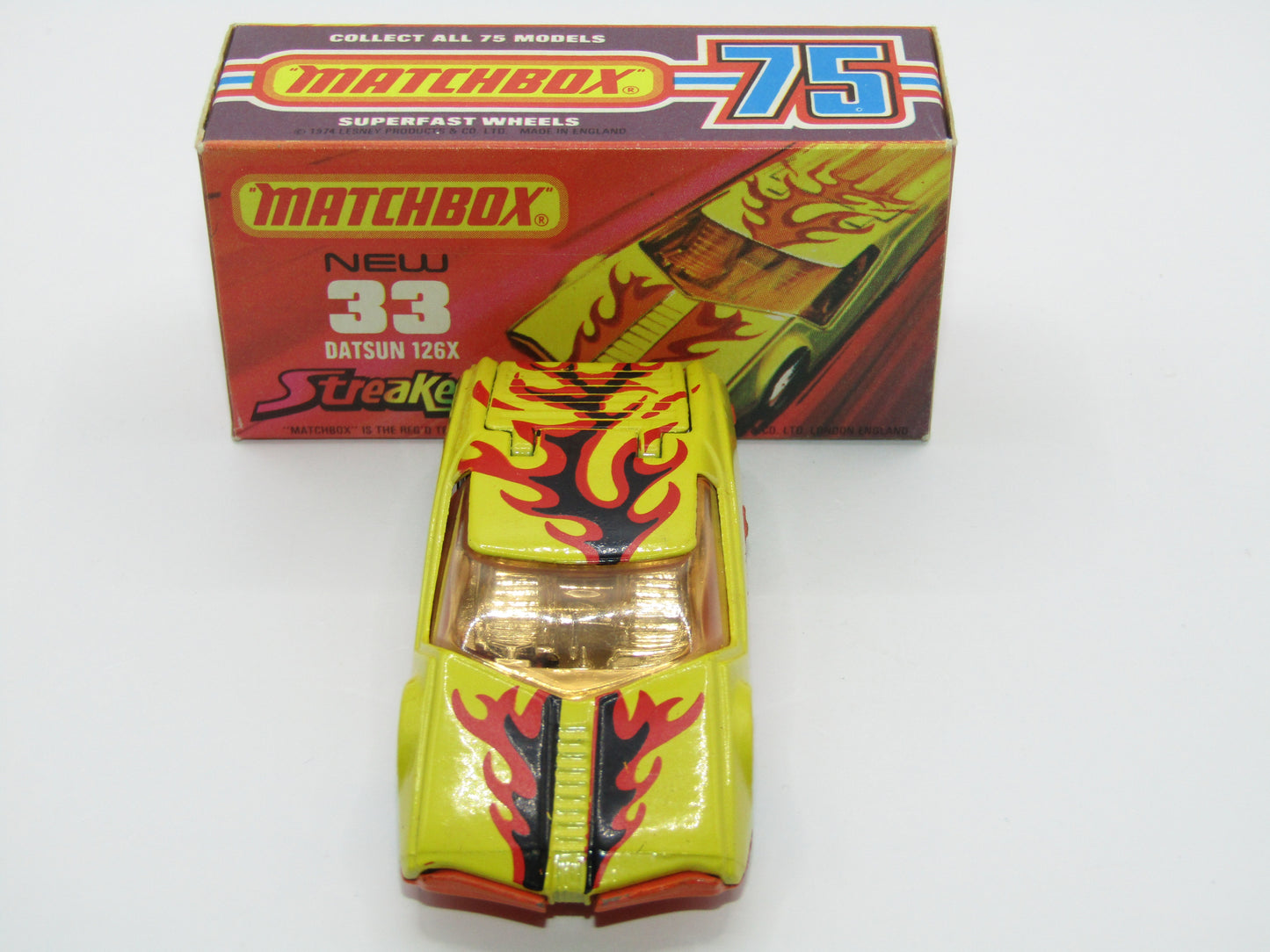 Matchbox Superfast 33B Datsun 126X Streakers Light Amber Windows Orange Base