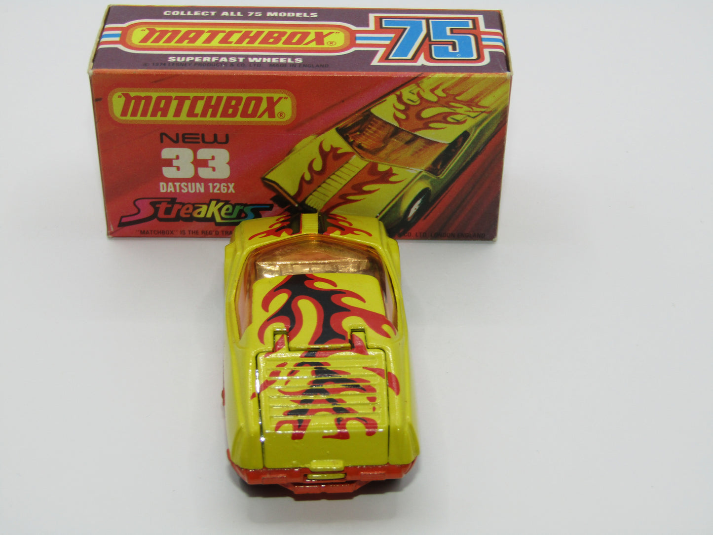 Matchbox Superfast 33B Datsun 126X Streakers Light Amber Windows Orange Base