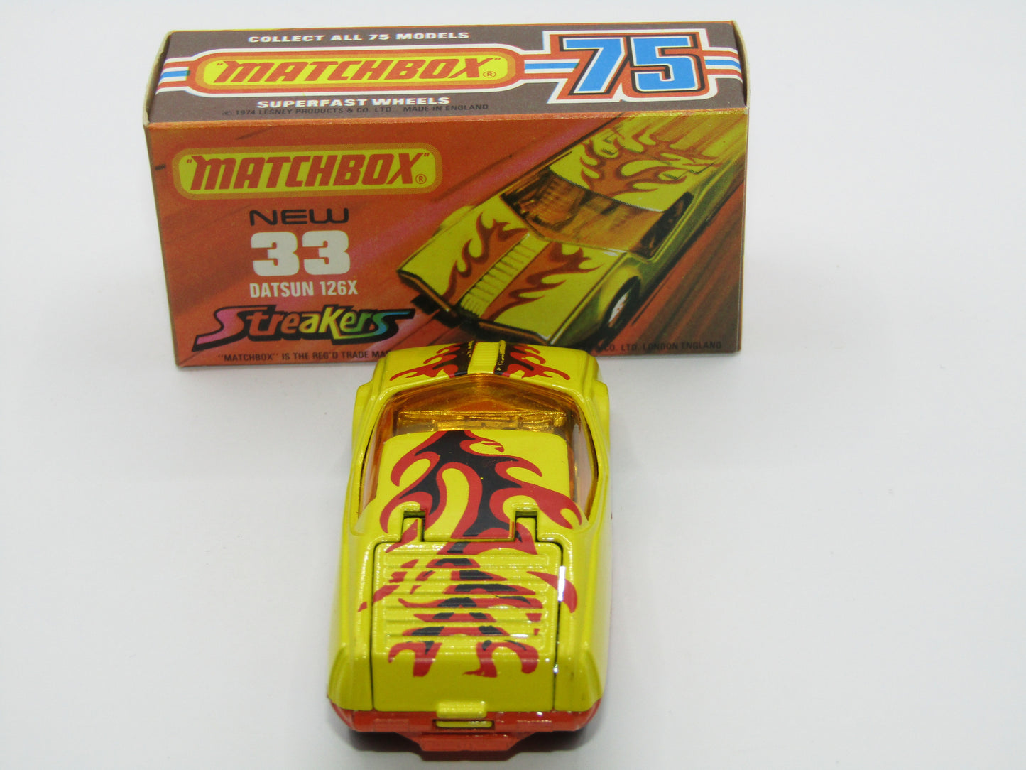 Matchbox Superfast 33B Datsun 126X Streakers DARK Amber Windows Orange Base