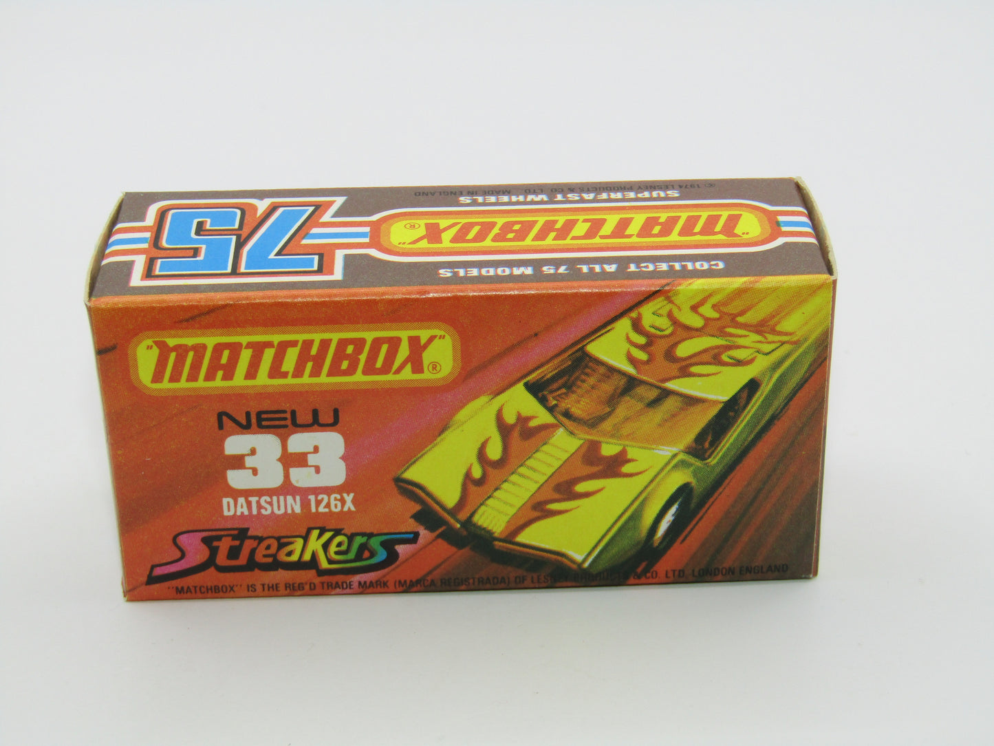 Matchbox Superfast 33B Datsun 126X Streakers DARK Amber Windows Orange Base