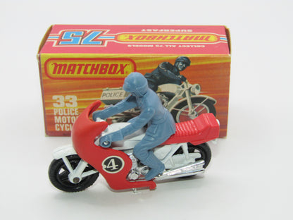 Matchbox Superfast 33C Police Motorcyclist Red Airscreen 4 Label