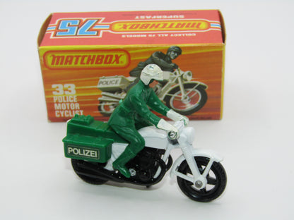 Matchbox Superfast 33C Police Motorcyclist Green Rider Polizei Mag Wheels