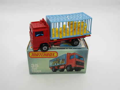 Matchbox Superfast No 35D Zoo Truck RED BASE MALTESE CROSS Wheels
