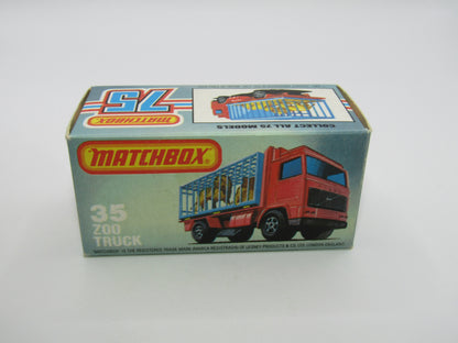Matchbox Superfast No 35D Zoo Truck RED BASE MALTESE CROSS Wheels