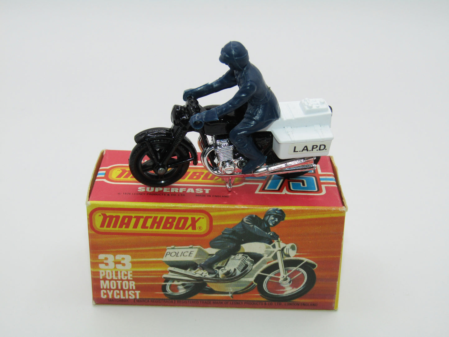 Matchbox Superfast 33C Police Motorcyclist BLACK Body, LAPD