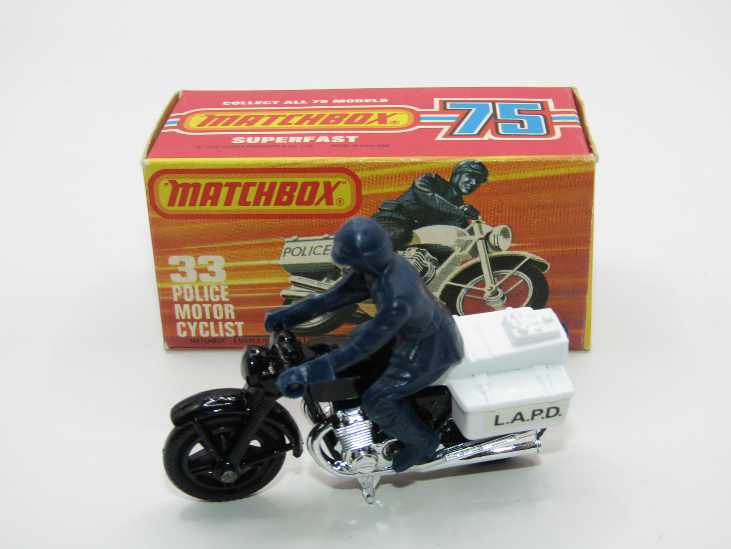 Matchbox Superfast 33C Police Motorcyclist BLACK Body, LAPD