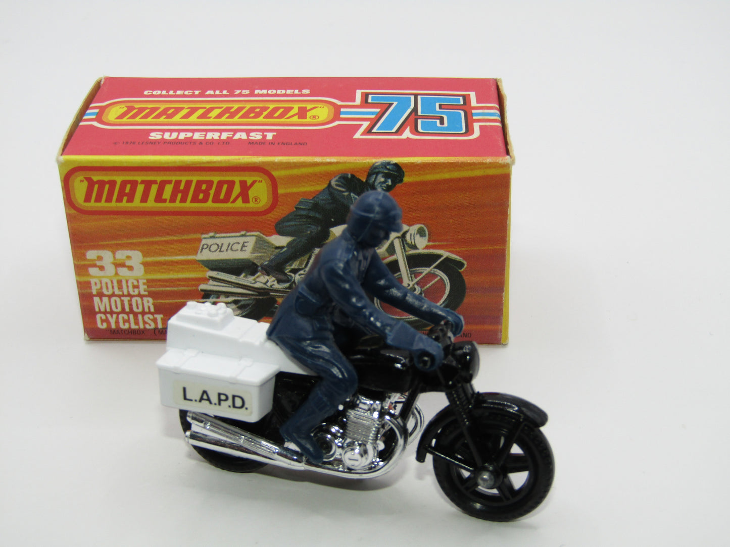 Matchbox Superfast 33C Police Motorcyclist BLACK Body, LAPD