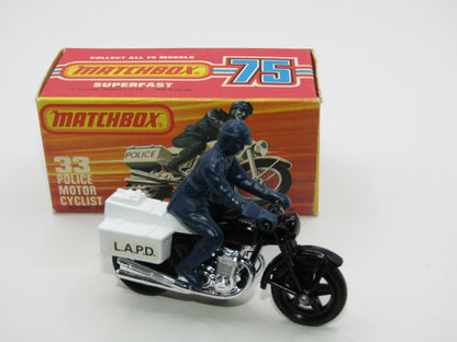 Matchbox Superfast 33C Police Motorcyclist BLACK Body, LAPD