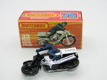 Matchbox Superfast 33C Police Motorcyclist BLACK Body, LAPD