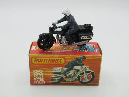 Matchbox Superfast 33C Police Motorcyclist BLACK Body, Black Case POLICE