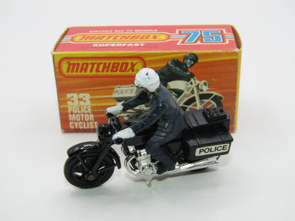 Matchbox Superfast 33C Police Motorcyclist BLACK Body, Black Case POLICE