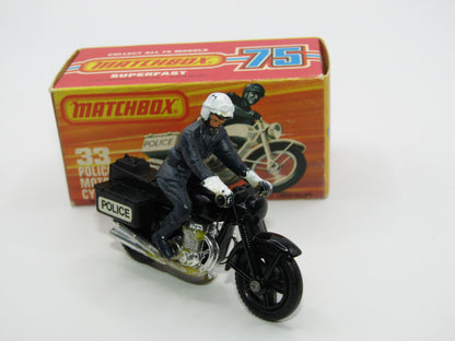 Matchbox Superfast 33C Police Motorcyclist BLACK Body, Black Case POLICE