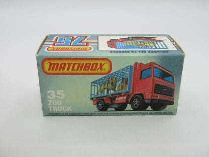 Matchbox Superfast No 35D Zoo Truck SMOKE Windows Blue Cage Yellow Lions