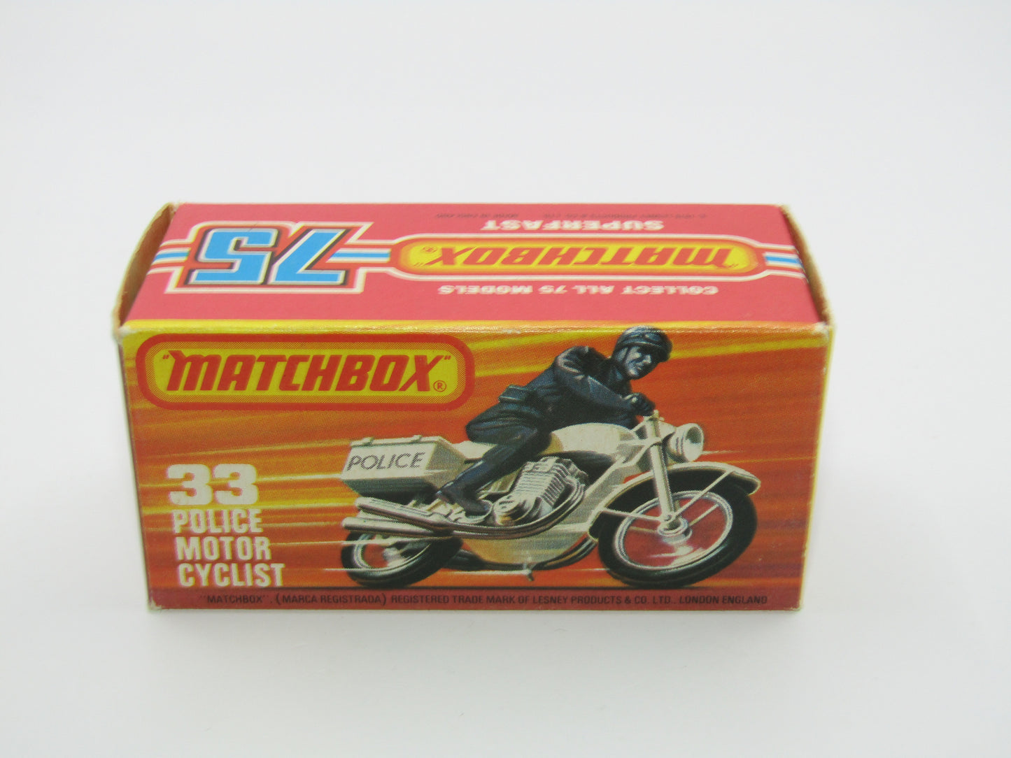 Matchbox Superfast 33C Police Motorcyclist BLACK Body, Black Case POLICE