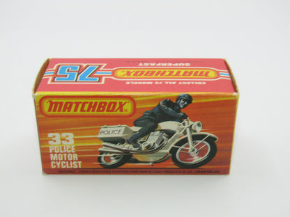 Matchbox Superfast 33C Police Motorcyclist BLACK Body, Black Case POLICE