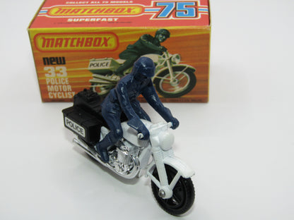 Matchbox Superfast 33C Police Motorcyclist White, Black POLICE Case