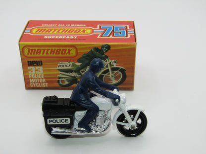 Matchbox Superfast 33C Police Motorcyclist White, Black POLICE Case
