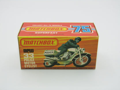 Matchbox Superfast 33C Police Motorcyclist White, Black POLICE Case