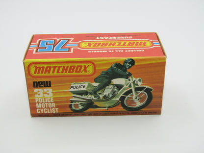 Matchbox Superfast 33C Police Motorcyclist White, Black POLICE Case
