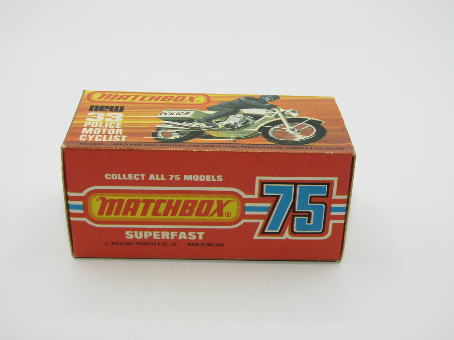 Matchbox Superfast 33C Police Motorcyclist White, Black POLICE Case