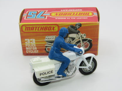 Matchbox Superfast 33C Police Motorcyclist White BRIGHT BLUE DRIVER