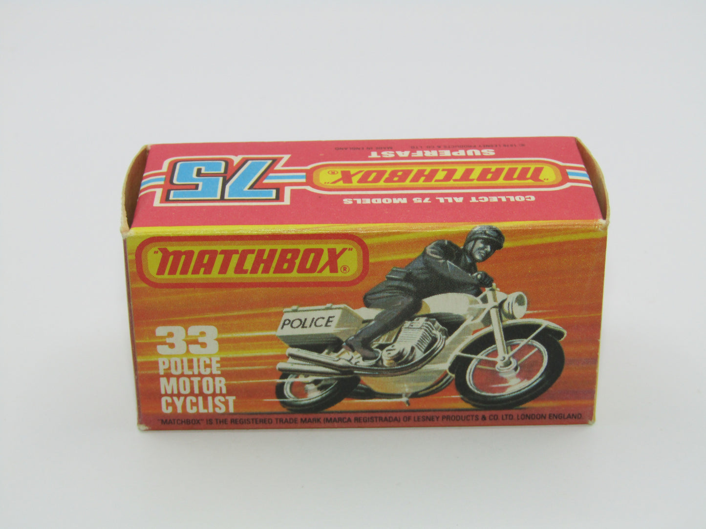 Matchbox Superfast 33C Police Motorcyclist White BRIGHT BLUE DRIVER