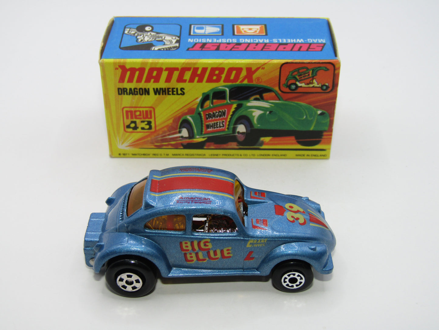 Matchbox Superfast Beetle Streaker Dark Metallic Blue Hong Kong Base