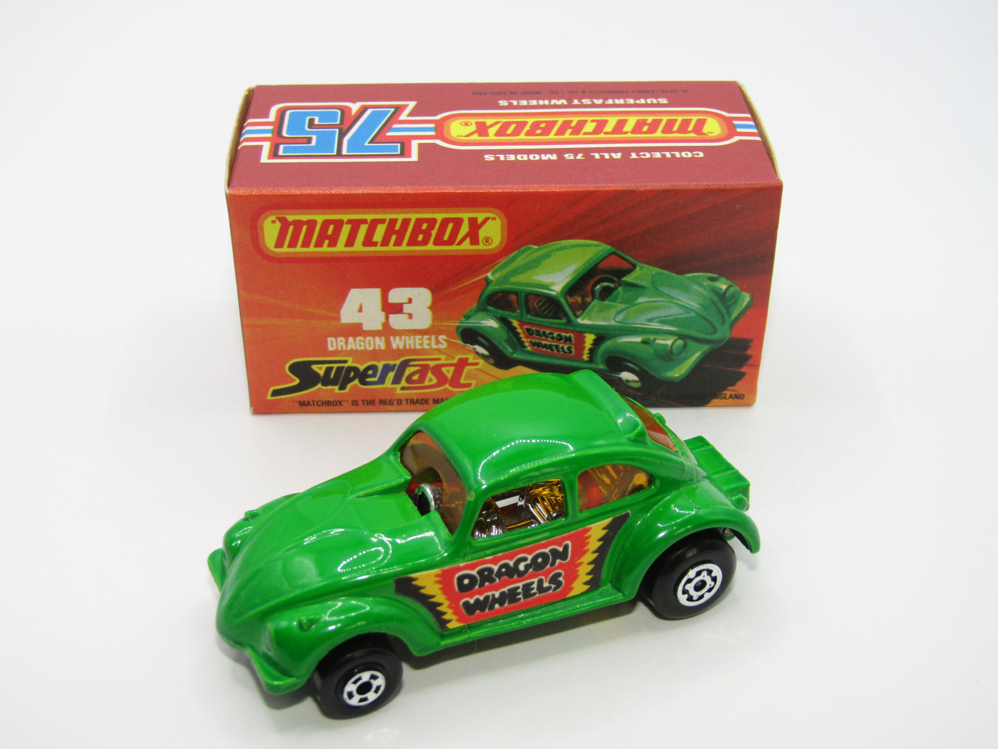 Matchbox Superfast 43B Dragon Wheels GREY Base Dark Green Body
