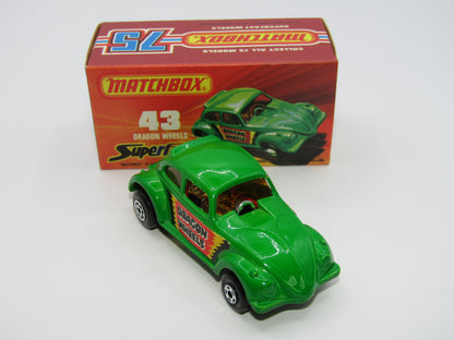 Matchbox Superfast 43B Dragon Wheels GREY Base Dark Green Body