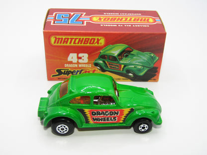 Matchbox Superfast 43B Dragon Wheels GREY Base Dark Green Body