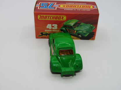 Matchbox Superfast 43B Dragon Wheels GREY Base Dark Green Body