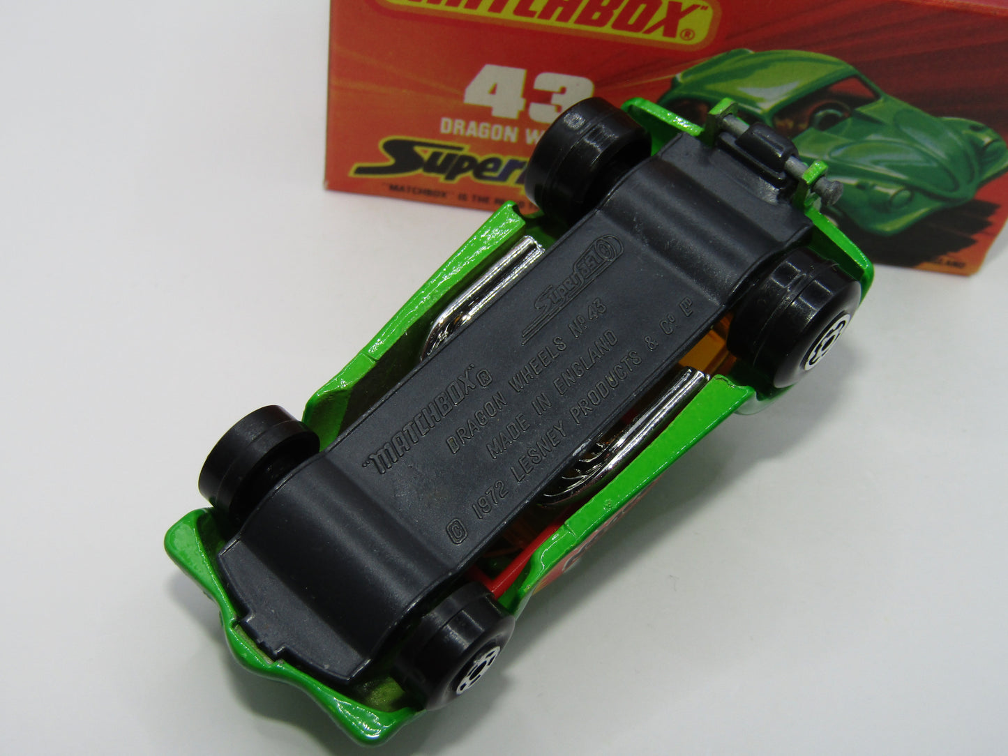 Matchbox Superfast 43B Dragon Wheels GREY Base Dark Green Body