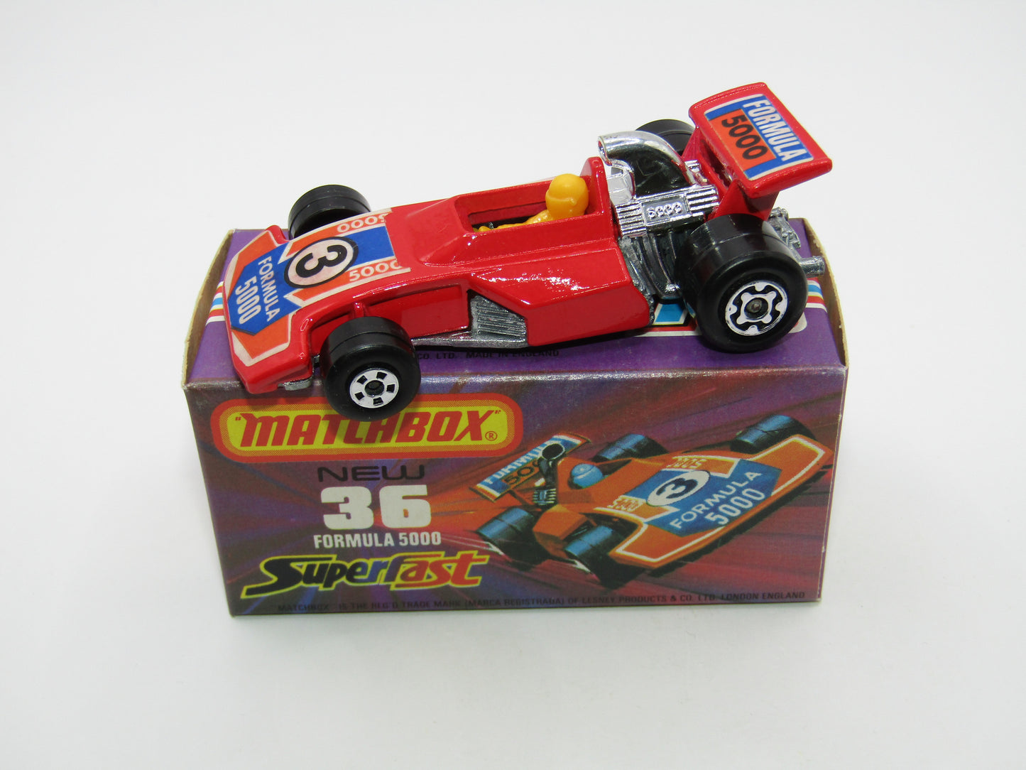 Matchbox Superfast No 36C Formula 5000 Racing Car RED Yellow Driver