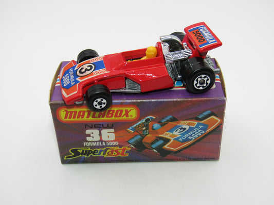 Matchbox Superfast No 36C Formula 5000 Racing Car RED Yellow Driver
