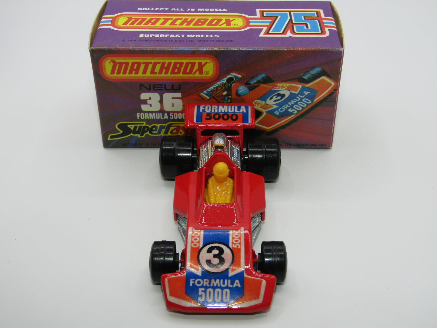 Matchbox Superfast No 36C Formula 5000 Racing Car RED Yellow Driver