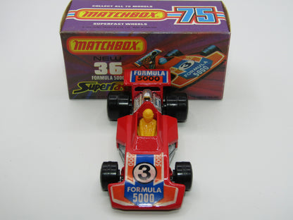 Matchbox Superfast No 36C Formula 5000 Racing Car RED Yellow Driver