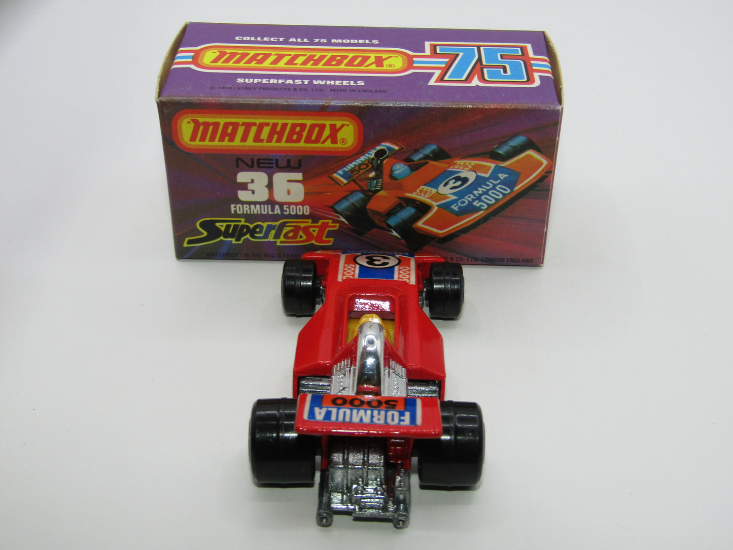 Matchbox Superfast No 36C Formula 5000 Racing Car RED Yellow Driver