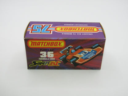 Matchbox Superfast No 36C Formula 5000 Racing Car RED Yellow Driver