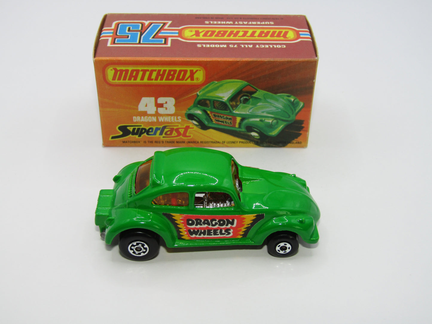 Matchbox Superfast 43B Dragon Wheels UNPAINTED Base Dark Green Body