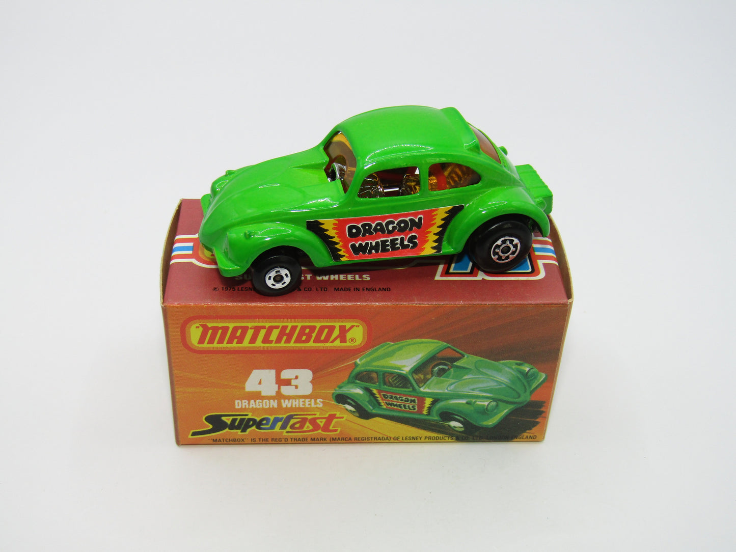 Matchbox Superfast 43B Dragon Wheels LIGHT GREEN Body Gloss Black Base